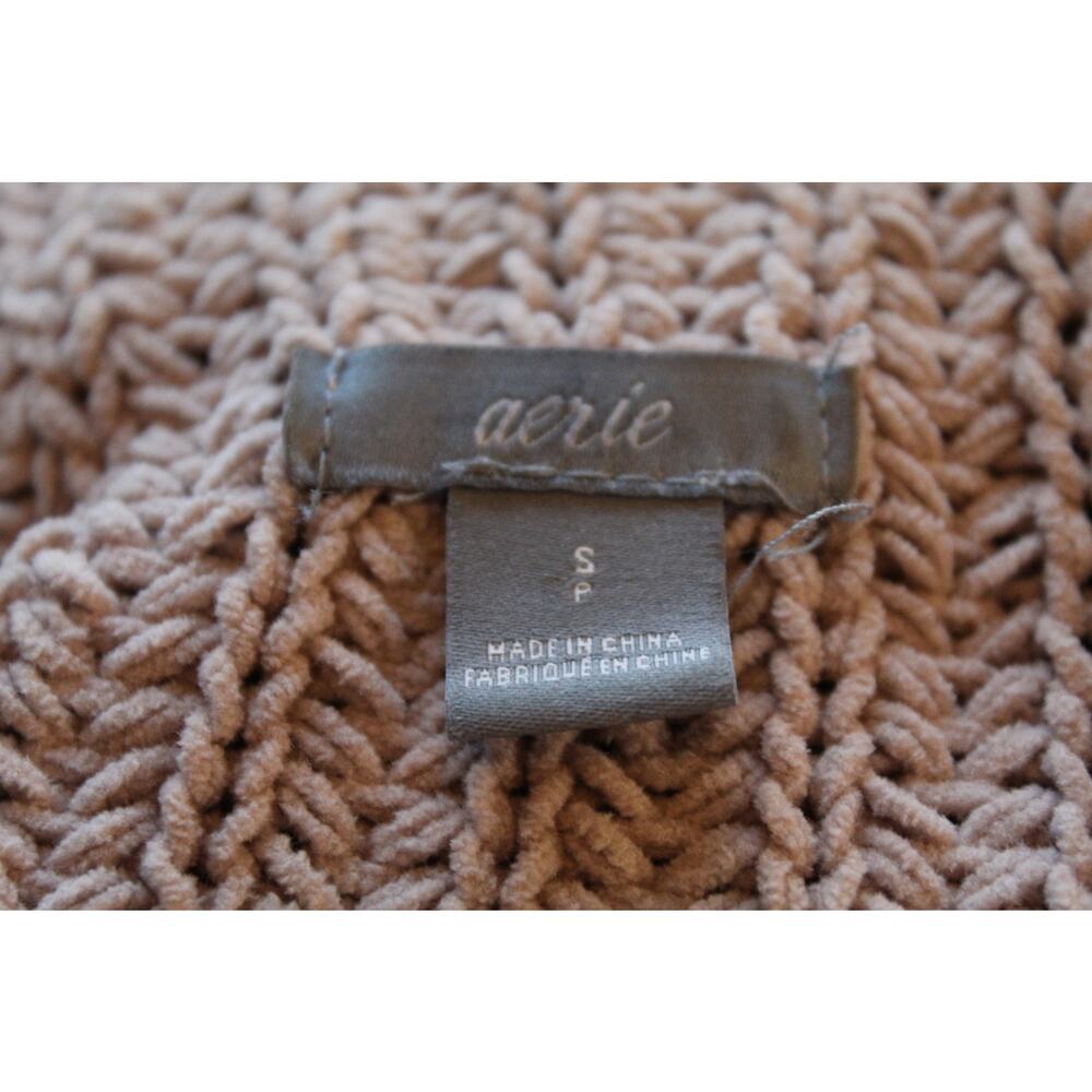 Aerie Taupe Chunky Knit Mock Neck Oversized Sweater Women Small | Fall | Winter - Picture 3 of 6